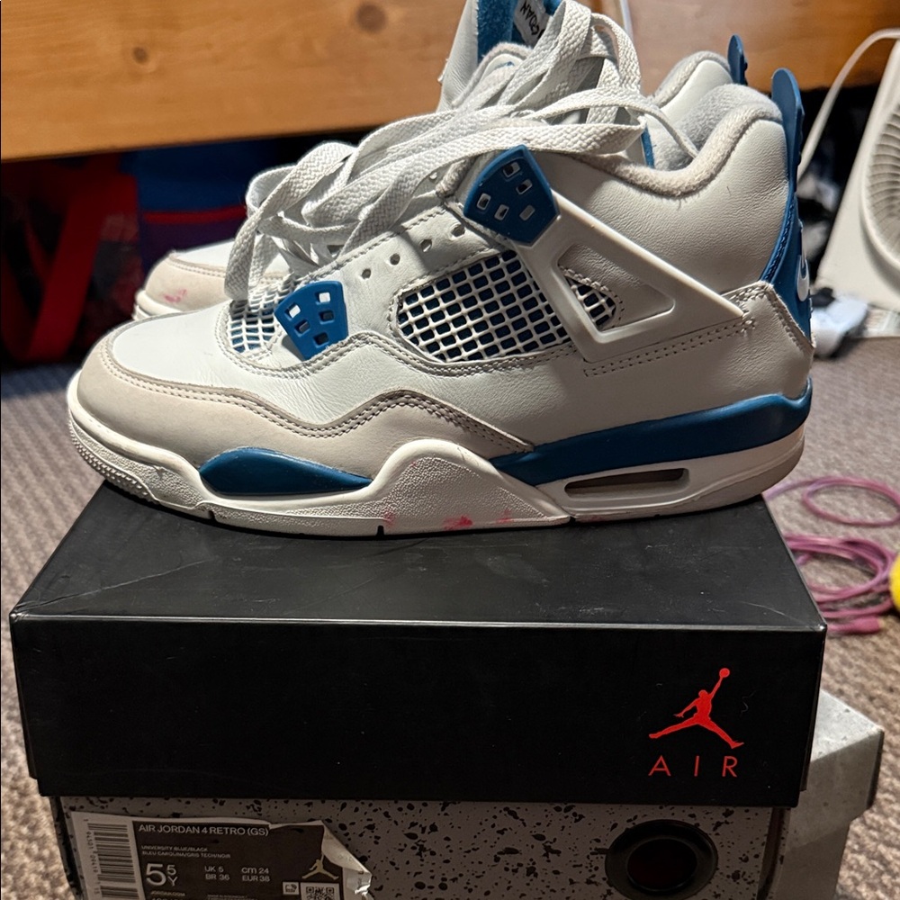 Jordan Kids' Retro White and Blue Sneakers